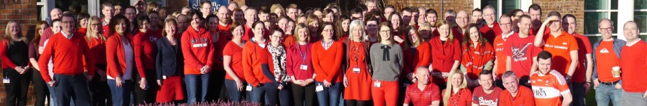 Galway Boston Scientific employees show their support during "Wear Red" day