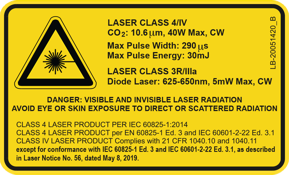 AcuPulse DUO Laser Warning Label