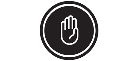 Black-and-white icon of hand.