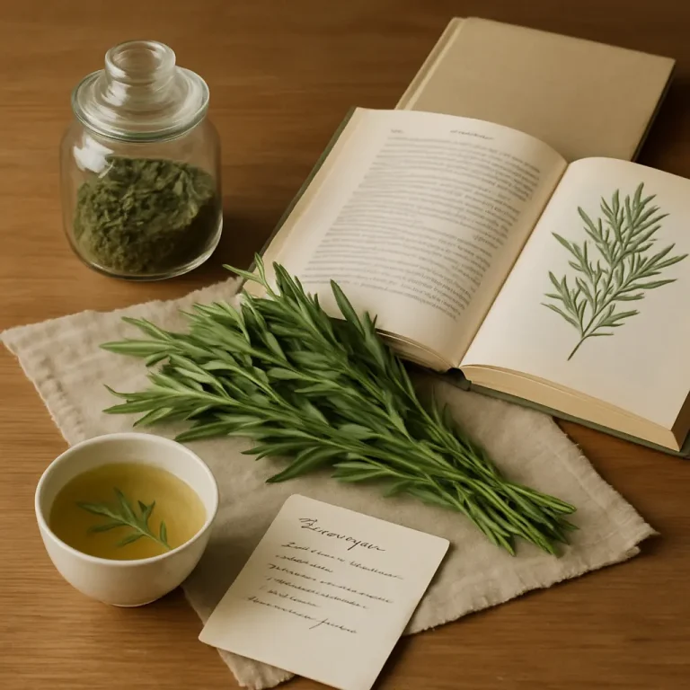 Herbs with health benefits alongside a book, cup of herbal tea, and jar, highlighting natural wellness, supplements, fitness, and healthy eating.