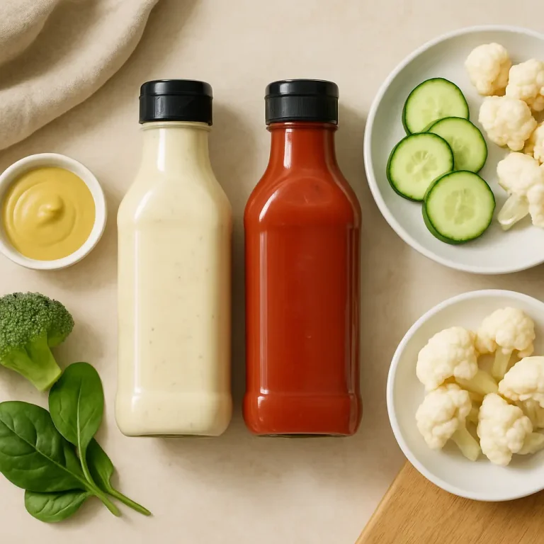 Two bottles of health drinks surrounded by fresh vegetables including spinach, broccoli, cucumber slices, and cauliflower, emphasizing vitamins, wellness, fitness, and healthy eating.